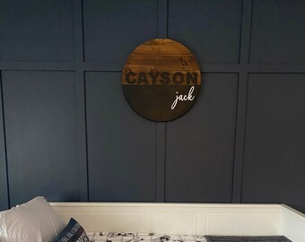 18 Inch Round Nursery Baby Name Sign, Baby Room Name Sign, Name Sign for Toddler Room, Family Playroom Name Sign, 3D round Name Sign