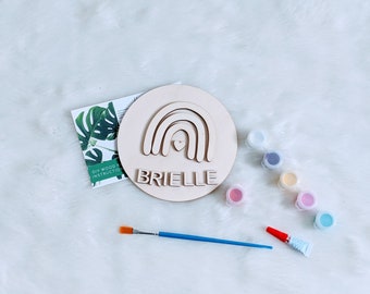 DIY Small Rainbow Wood Signs, Customized DIY KIT for Children, Rainbow Wall Hanging Sign, Personalized crafts for kids, Kid's Crafts