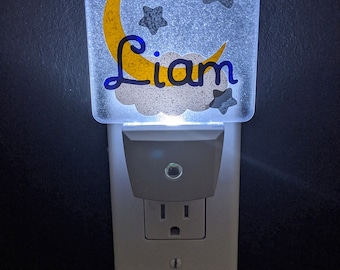Celestial Night Light, Nursery Night light, Kids Celestial Night Light, Crescent Moon Decor, Personalized Moon and Stars Night Light