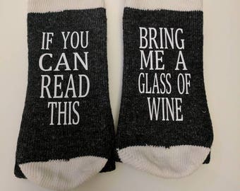 Socks for adults | If you can read this wine socks | Personalized Socks for Men and Women | Unisex Wine Socks | Grey wine socks | XMAS GIFT
