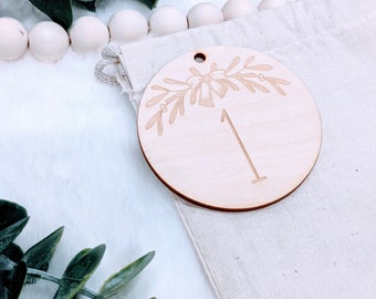 Calendario de Adviento reutilizable, Calendario de Adviento de Navidad para niños, Bolsas para calendario de Adviento de chimenea, Cuenta atrás de Navidad para niños, Calendario del bosque para Navidad