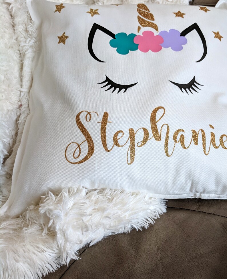 Personalized Unicorn Throw Pillow Unicorn Glitter Throw Pillow Etsy