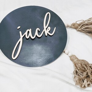 Custom Baby Name Sign for Boy, Nursery Name Sign, Baby Name Sign for Nursery, Baby Shower Gift, Name Announcement, Boho Wood Round Name,