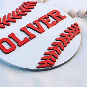 Custom Name Sign, Round Baseball Sign for Kids Room, Baseball Nursery, Baby Shower Gift, 3D Wooden Nursery Plaque, Child Name Sign, Newborn