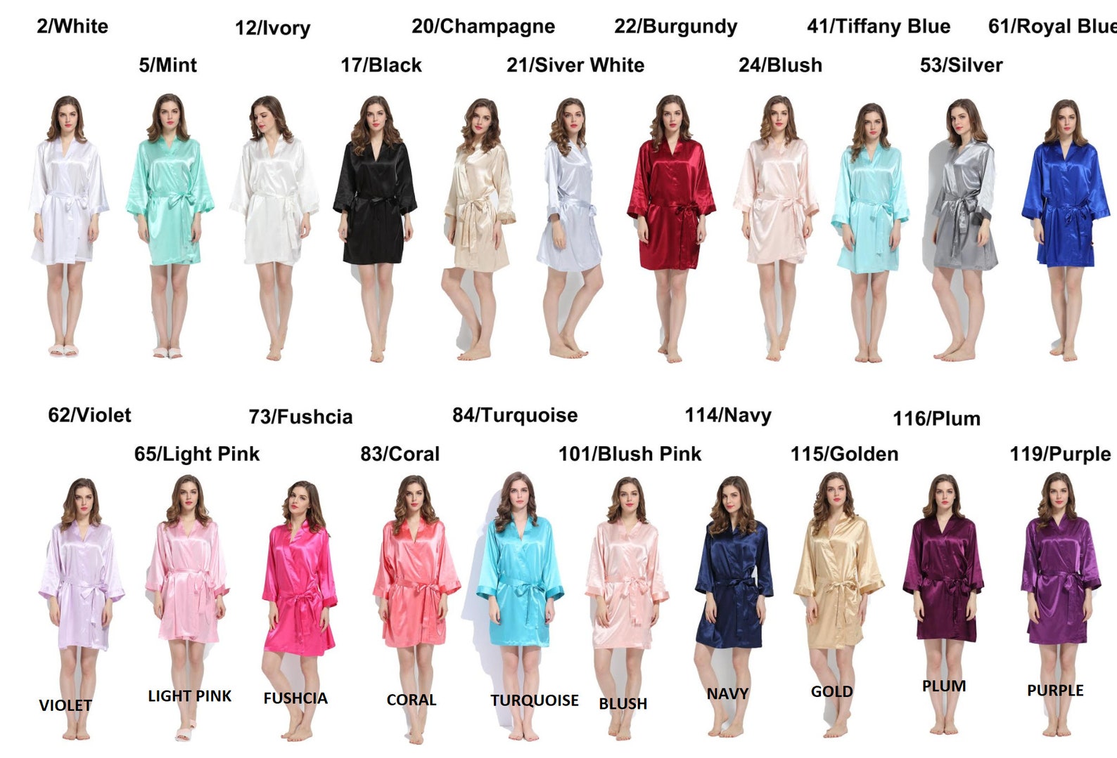 Set of 3 Robes 3 Satin Robes Bridal Party Robes Silk Robes Etsy