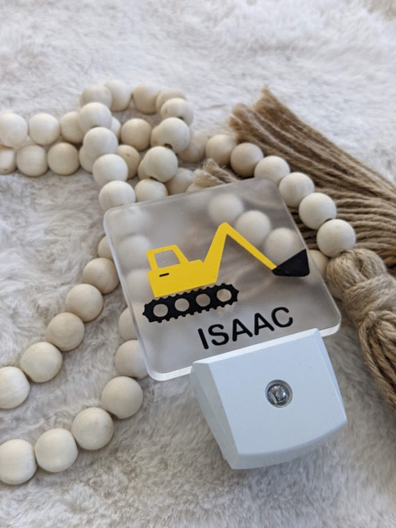 Luz Nocturna De Excavadora Personalizada, Luz Amarilla Enchufable, Luz Personalizada Para Dormitorio Infantil, Luz Enchufable Para Guardería, Temática De Construcción - México