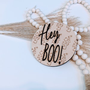 Hey Boo! Halloween Wall Decor, Halloween Wall Art Printables, Hey Boo Halloween Party Decoration, Halloween Party Sign, Tier Tray Ghost Sign