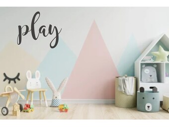 Play word cutout | Script Play Wood Sign | Playroom decor sign | Kids Play room wall decor | Wood Sign Art | Cursive Play Sign Wood Sign
