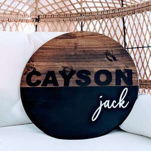 Baby Name Wood Sign, Nursery Name Sign, Two Tone Name Sign, Wooden Name Sign, Custom Baby Name Sign, Round Script Name Sign, Toodler Room