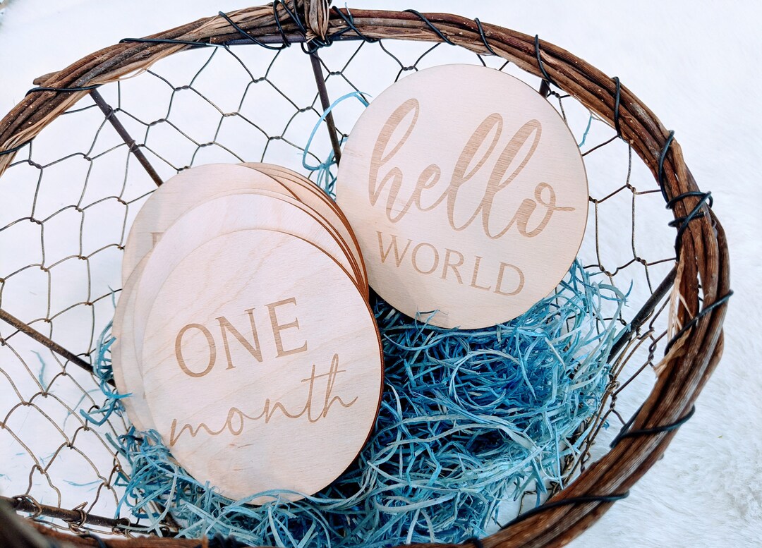 Monthly Baby Milestone Wooden Signs | Monthly Baby Wooden Discs | Baby ...