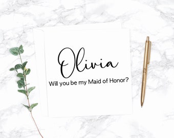 ¿Quieres ser mi dama de honor? /Caja para propuesta de dama de honor / Tarjeta personalizada de dama de honor de 4x6 / Tarjeta de felicitación personalizada para la fiesta nupcial / Dama de honor