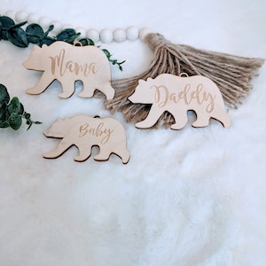 Personalized Bear Christmas Stocking Tag | Customized Bear Christmas Ornament | Engraved Bear Family Ornament | Baby's First Christmas |Xmas