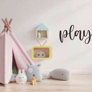 Scripted Play Cutout Sign | PLAY Wood Letters for Playroom | Toyroom Play wall decor | PLAY TEXT Sign | Large Play Cutout Sign | Wall letter