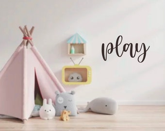 Scripted Play Cutout Sign | PLAY Wood Letters for Playroom | Toyroom Play wall decor | PLAY TEXT Sign | Large Play Cutout Sign | Wall letter