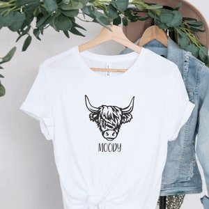 Highland Cow Moody Tee, Moody Cow Graphic TShirt, Funny Saying Shirt, Trendy Cow Print shirt, Shirts with Cow Graphics,  Funny Mom Life Tee