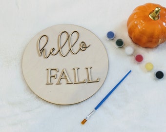 2021 Hello Fall Sign, Hello Fall Autumn DIY Kit, Fall Art Activity, Hello Fall Sign, Front Porch Door Sign, Fall Tier Tray Decor Sign,