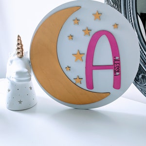Twinkle Little Star Nursery Decor, Stars and Moon Nursery Decor, Custom Wood Name Sign, Nursery Wall Art, Baby Shower Gift, Nursery Wall Art