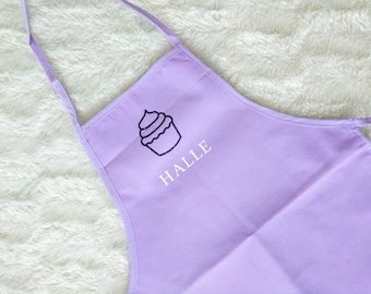Girls Cupcake Apron, Kids Apron Personalized, Monogram Kids Baking Apron, Personalized Gift for Kids, Kids Stocking Stuffer, Aprons for kids