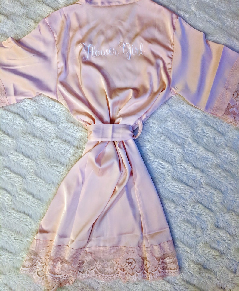 Flower Girl Silk Robe Blush Pink Baby Robe Flower Girl Etsy