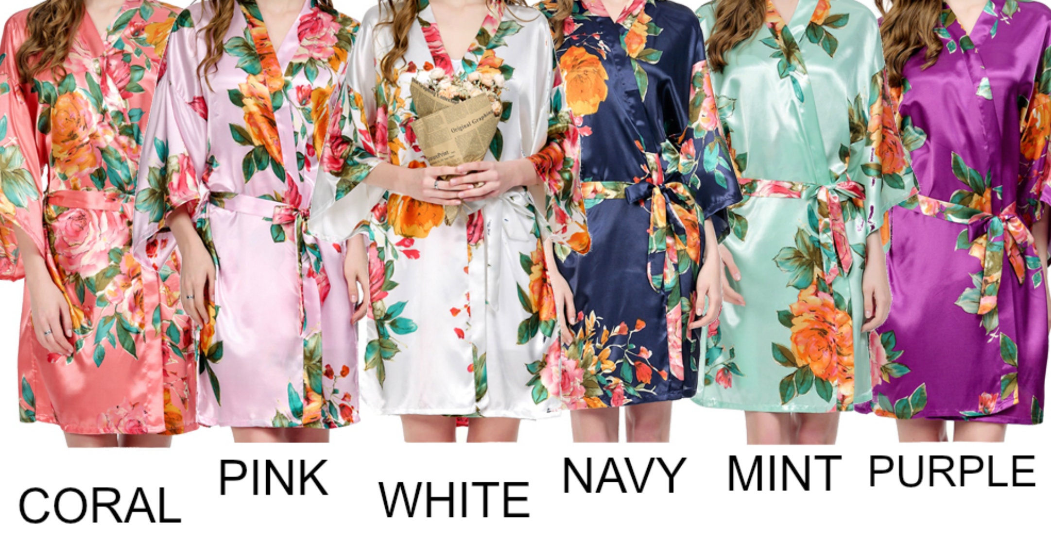 Set of 3 Floral Bridal Robes Floral Robes Canada Honeymoon Etsy