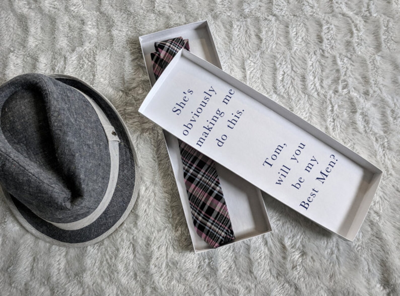 Navy Tweed Tie Gift Box