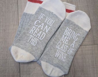 If you Can Read This Socks | Funny Mothers Day Gift | Funny Fathers Day Gift | Funny Tube Socks | Custom Novelty Funny  Socks | Charcol Sock