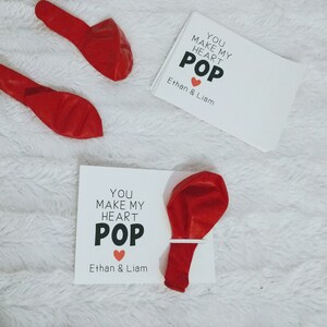 You Make My Heart Pop Valentine Card, Balloon Valentine, Boys Valentine, Girl Valentine, School Valentine, Valentines day card for classmate