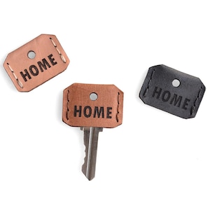 Etched Leather HOME Key Topper: Personalized Key Caps