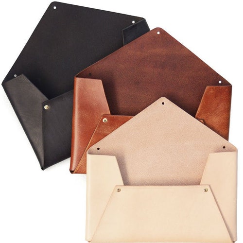 Leather Wall Envelope Mail Pocket Leather Wall Pocket Etsy