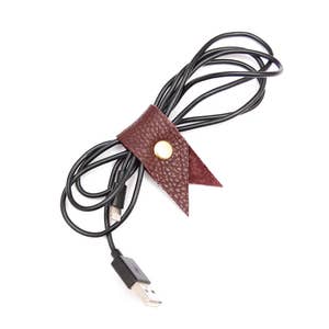 Solid Leather Snap Cord Organizer; Cord Wrap; Leather Cord Keeper