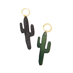 Leather Cactus Keychain; Cactus Keychain