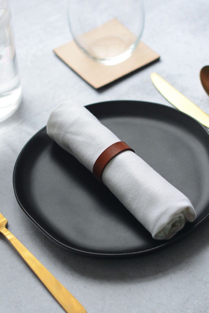 Leather Napkin Rings Black Napkin Rings Brown Napkin Rings Etsy