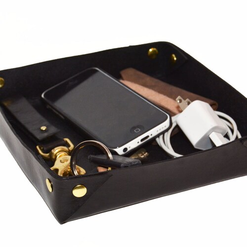 Leather Trinket Bowl Leather Valet Tray Leather Dish Etsy