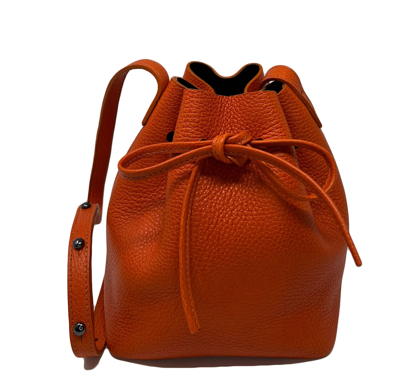 Mini Bucket bag Orange full grain leather