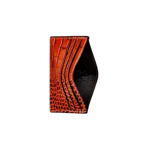 Card holder 6 slots black Tan croc leather