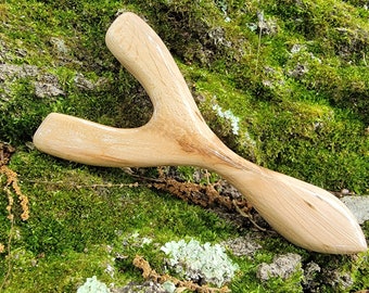 Beech Natural Fork Slingshot/Catapult with Maple Burl and Casting Resin Palm Swell