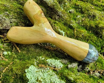 Apple Natural Fork Slingshot/Catapult with Resin and Sweet Gum Pod Endcap Drewshot