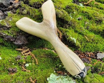 Natural Fork Slingshot/Catapult Drewshot  with Casting Resin and Pistachio Shell Endcap