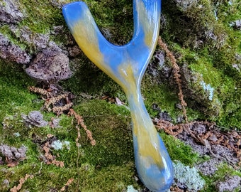 Kleine Gießharz Schleuder/Katapult in Aztekengold und Blau