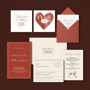 Romance Collection - Editable Wedding Invitation Suite Canva Template, Full Bundle Invite RSVP Details Card, QR Code Wedding Invite