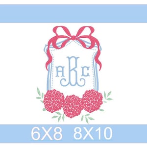 Pink Hydrangea Frame Embroidery Design three sizes