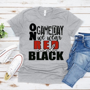 On Game Day We Wear Red And Black PNG Digital Design