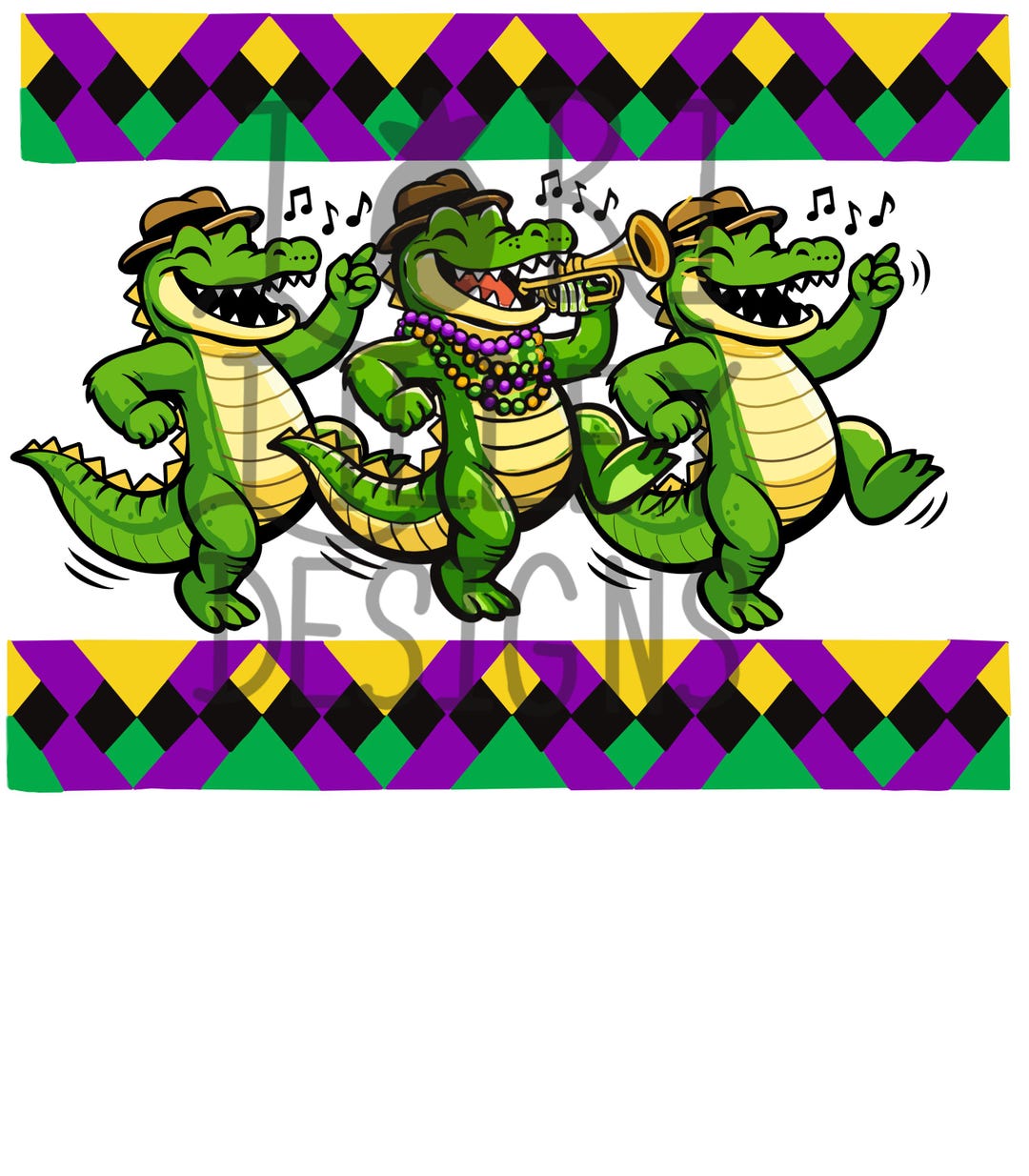 Mardi Gras Dancing Gator Trio Parade PNG Digital Design - Etsy