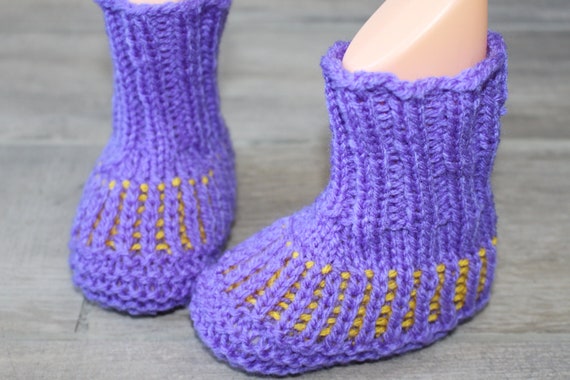 Tutoriel Tricot Chaussons Bebe 6 12 Mois Etsy Canada