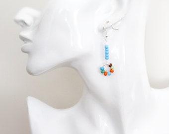 Boucles d'oreilles arc-en-ciel pendantes