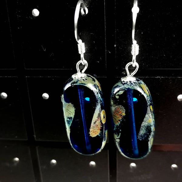 Boucles d'oreilles en argent 925 et verre bleu