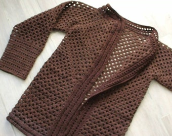 Cardigan marron au crochet