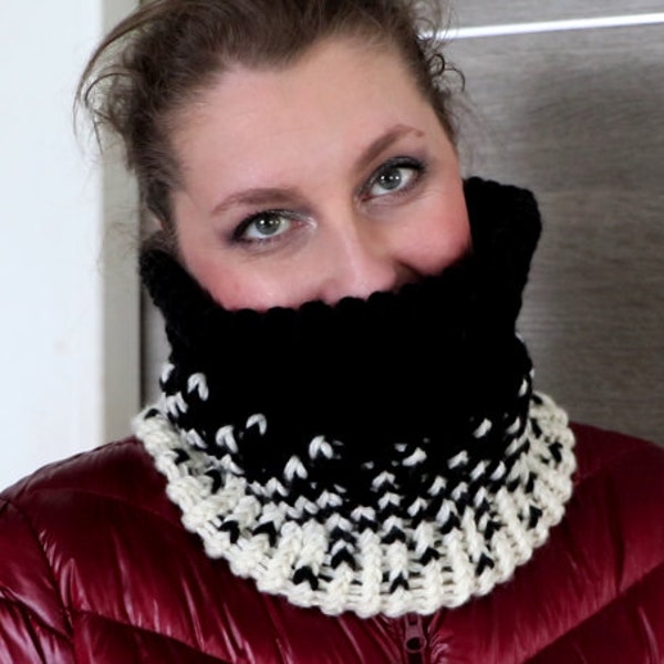 Snood ou tour de cou neige noir & blanc