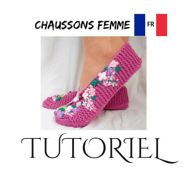Tutorial women's slippers knitted with needles
