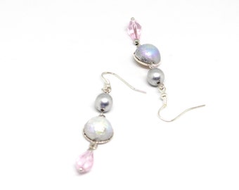 Boucles d'oreilles larme rose